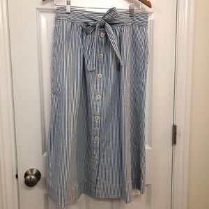 Madewell Tie Palisade Button-Front Midi Skirt